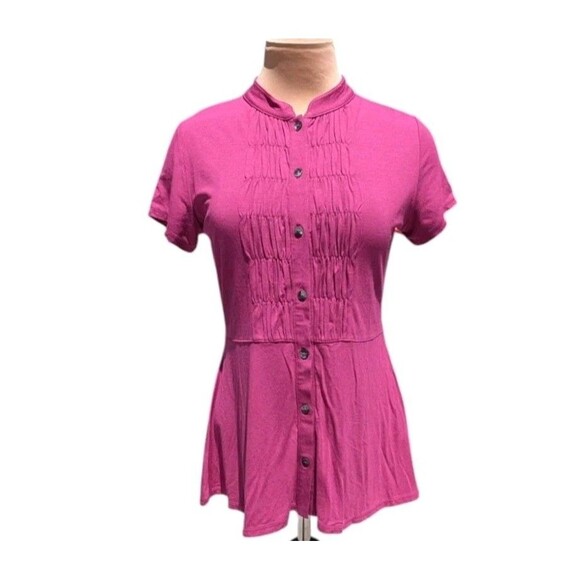 J Jill Pleated Peplum Tunic Top Button Up Women's Size Small Casual Normcore New - Picture 1 of 9